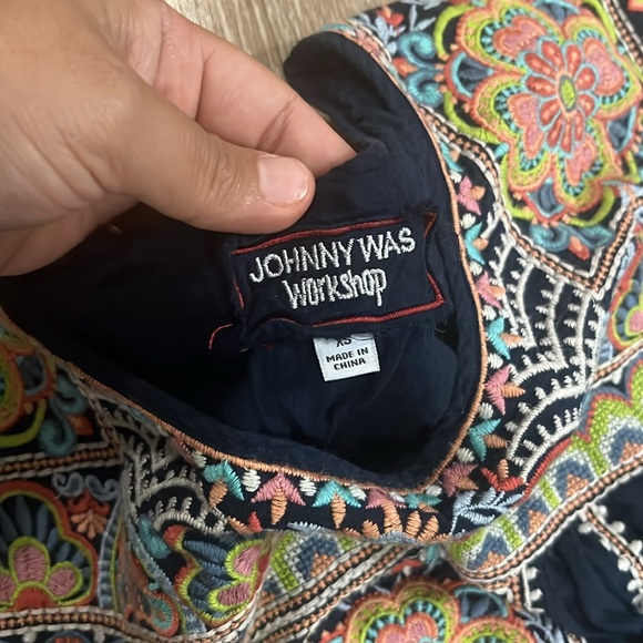 Johnny Was Tamia Peasant Tunic Dress Embroidered Multi Navy Blue XS - Picture 4 of 8